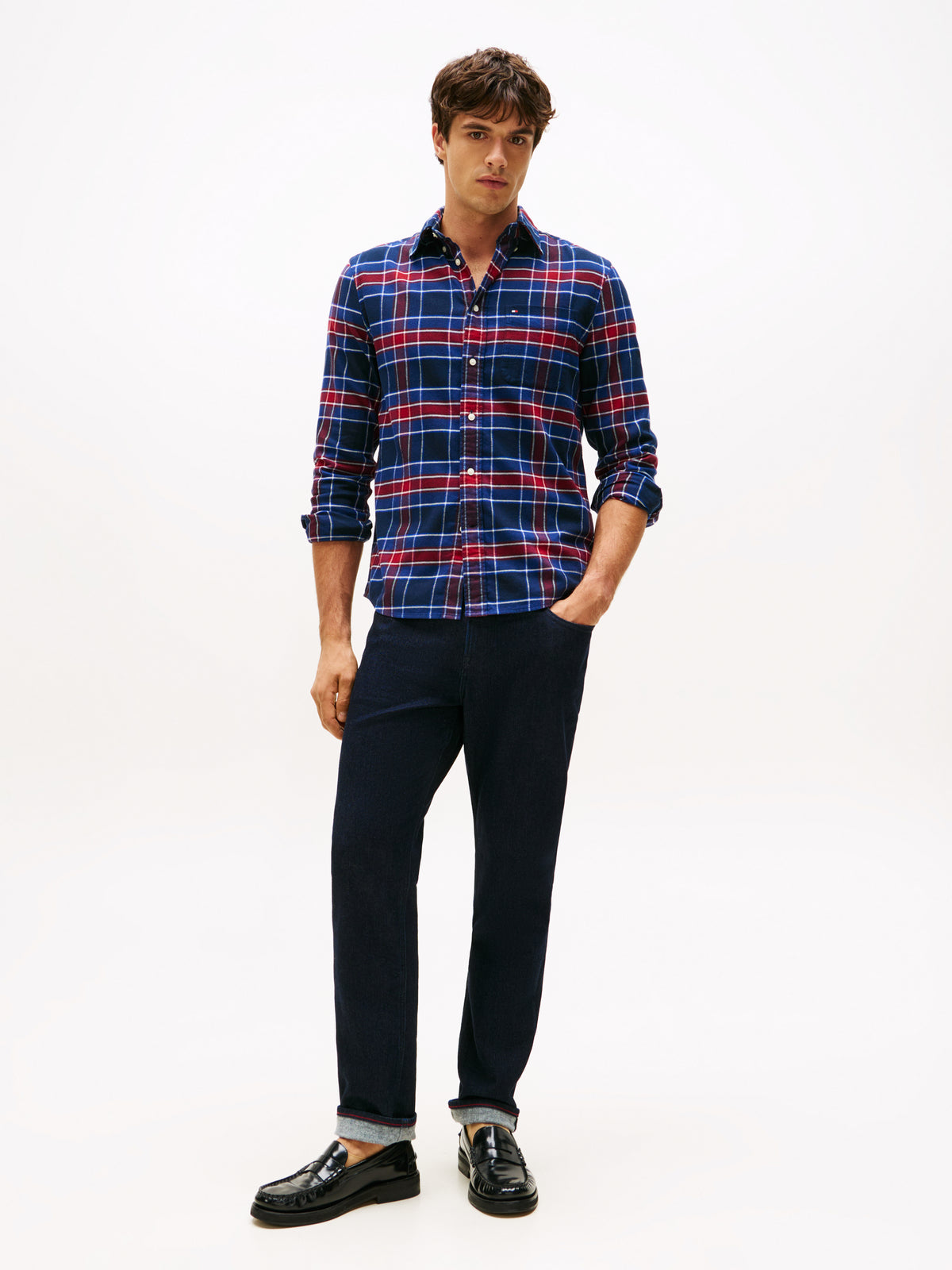 Tommy Hilfiger Hero Flannel Tartan Shirt - Navy