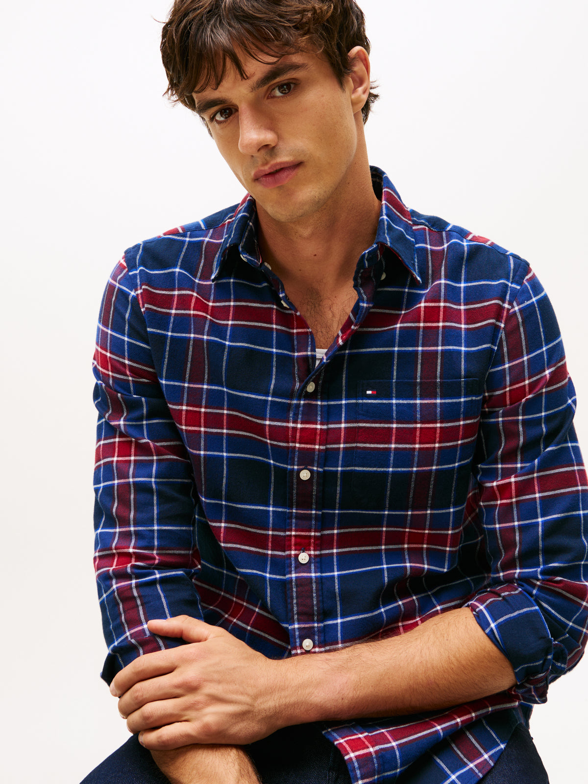 Tommy Hilfiger Hero Flannel Tartan Shirt - Navy