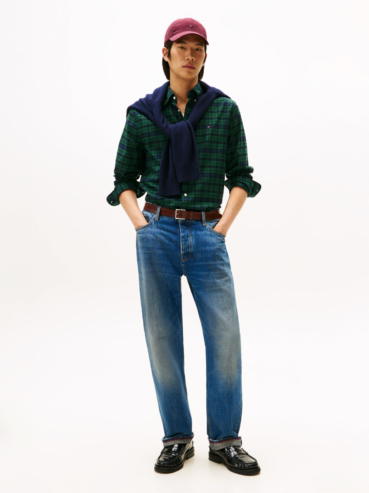 Tommy Hilfiger Mercerised Blackwatch Shirt - Green/Navy