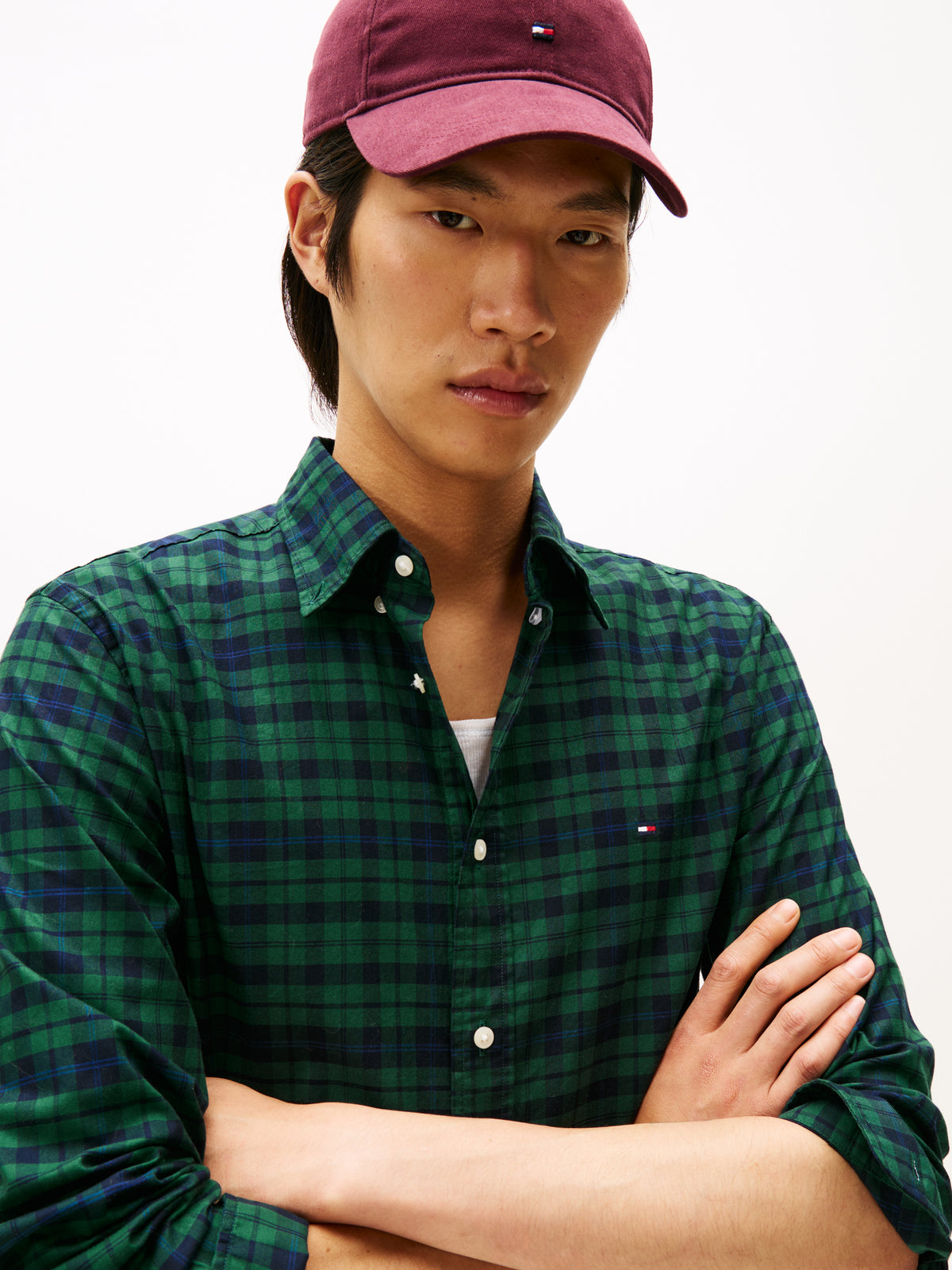 Tommy Hilfiger Mercerised Blackwatch Shirt - Green/Navy