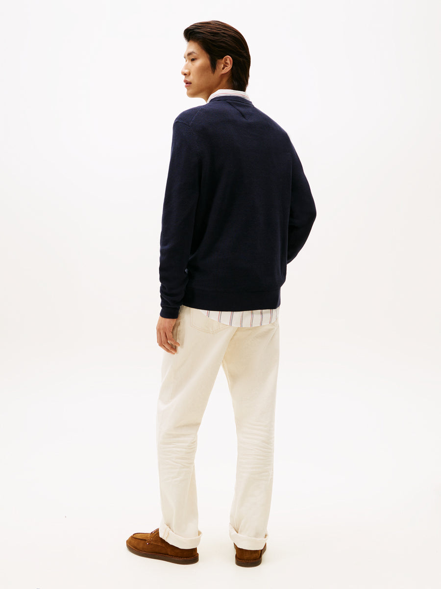 Tommy Hilfiger Textured Knit Crew-Neck Jumper – Navy