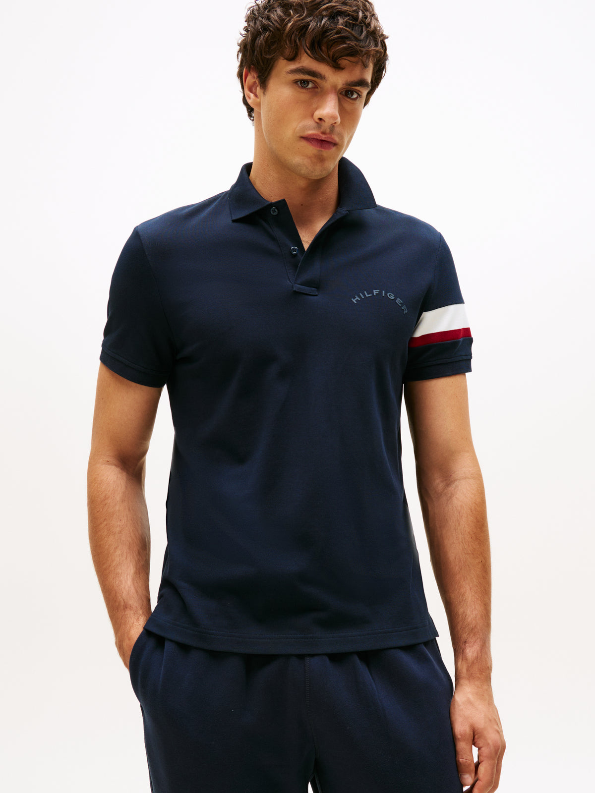 Tommy Hilfiger RWB Sleeve Tape Polo Shirt - Navy