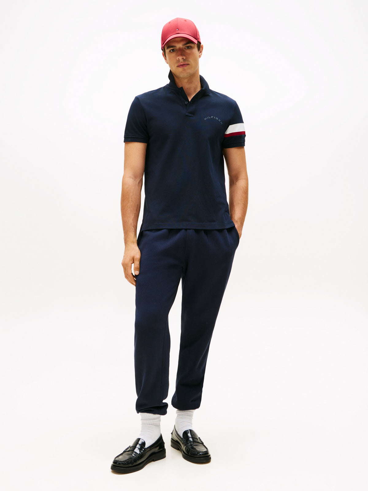 Tommy Hilfiger RWB Sleeve Tape Polo Shirt - Navy