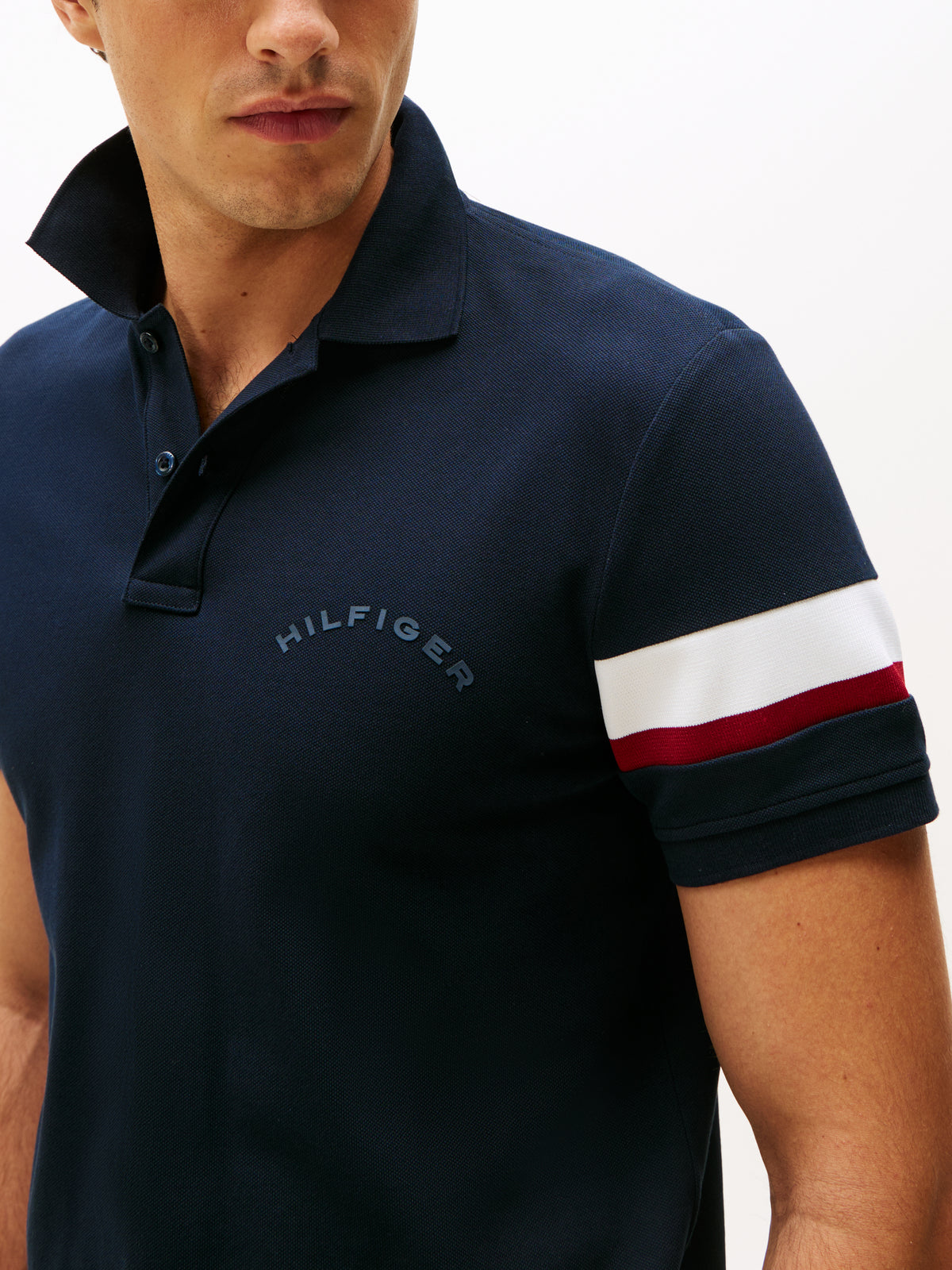 Tommy Hilfiger RWB Sleeve Tape Polo Shirt - Navy