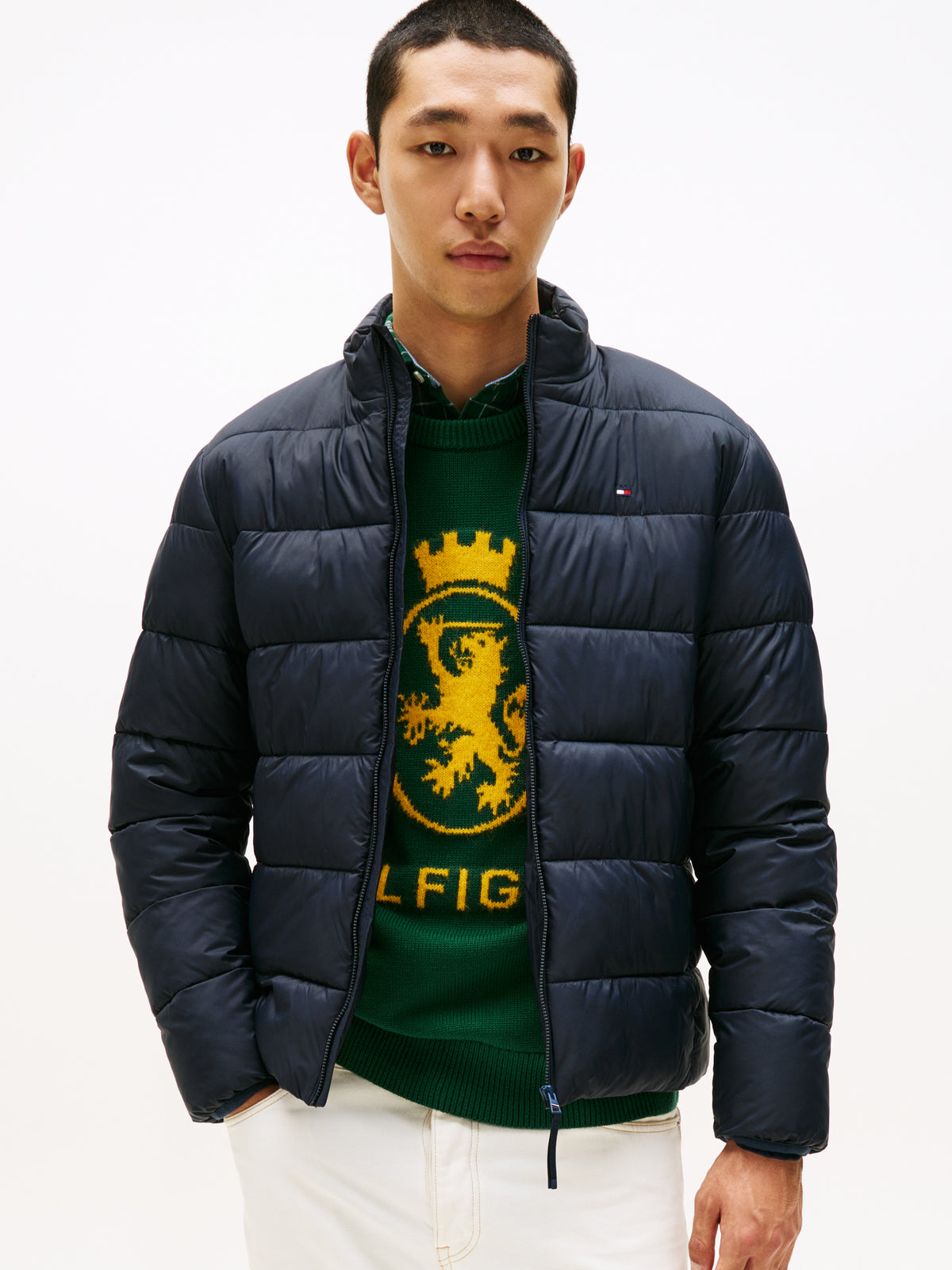 Tommy Hilfiger Mid Weight Stand Collar Quilted Jkt - Navy