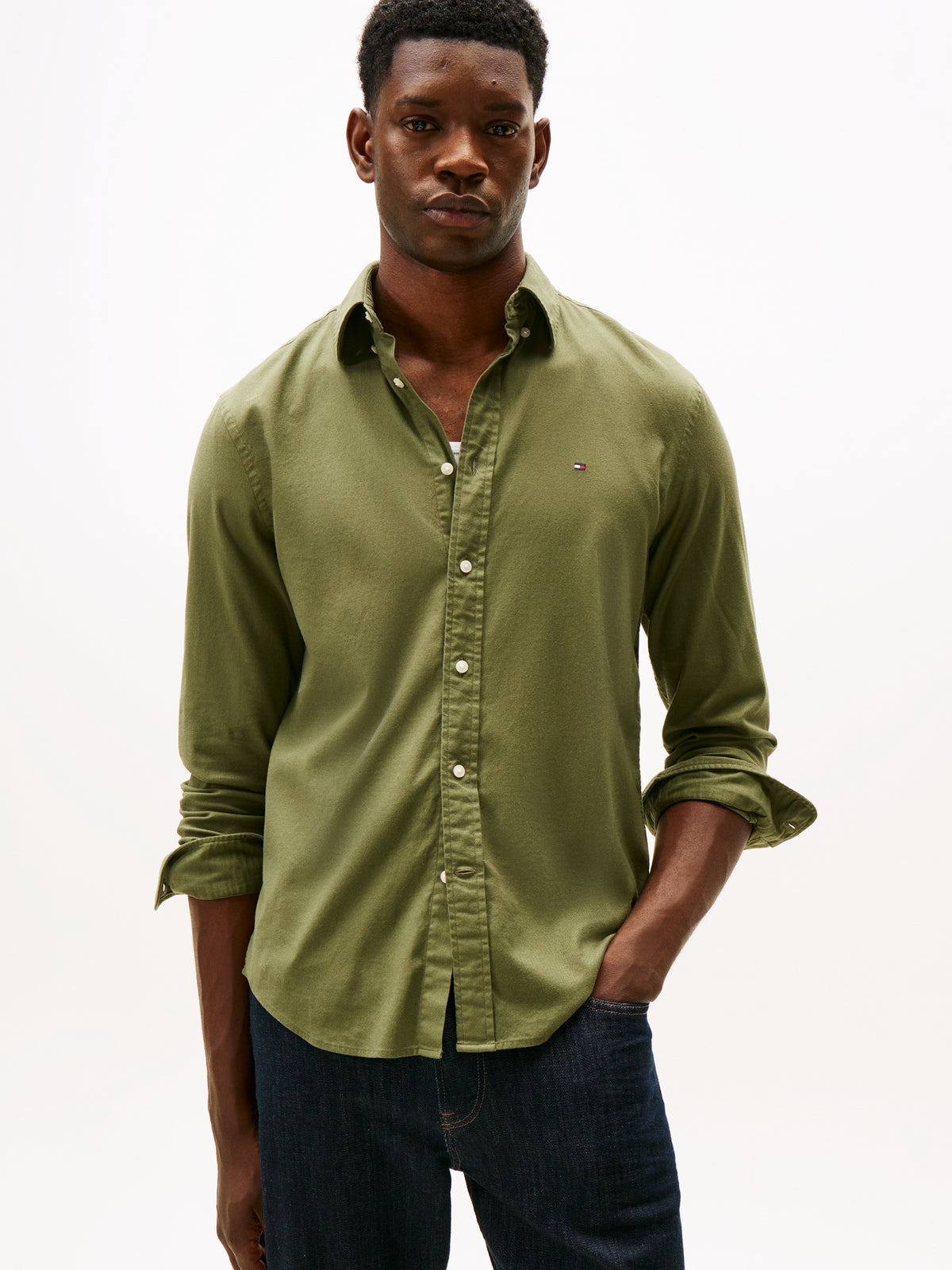 Tommy Hilfiger Flex Flannel Solid Shirt - Green