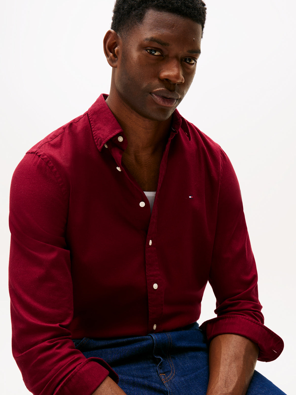Tommy Hilfiger Flex Flannel Solid Shirt - Red
