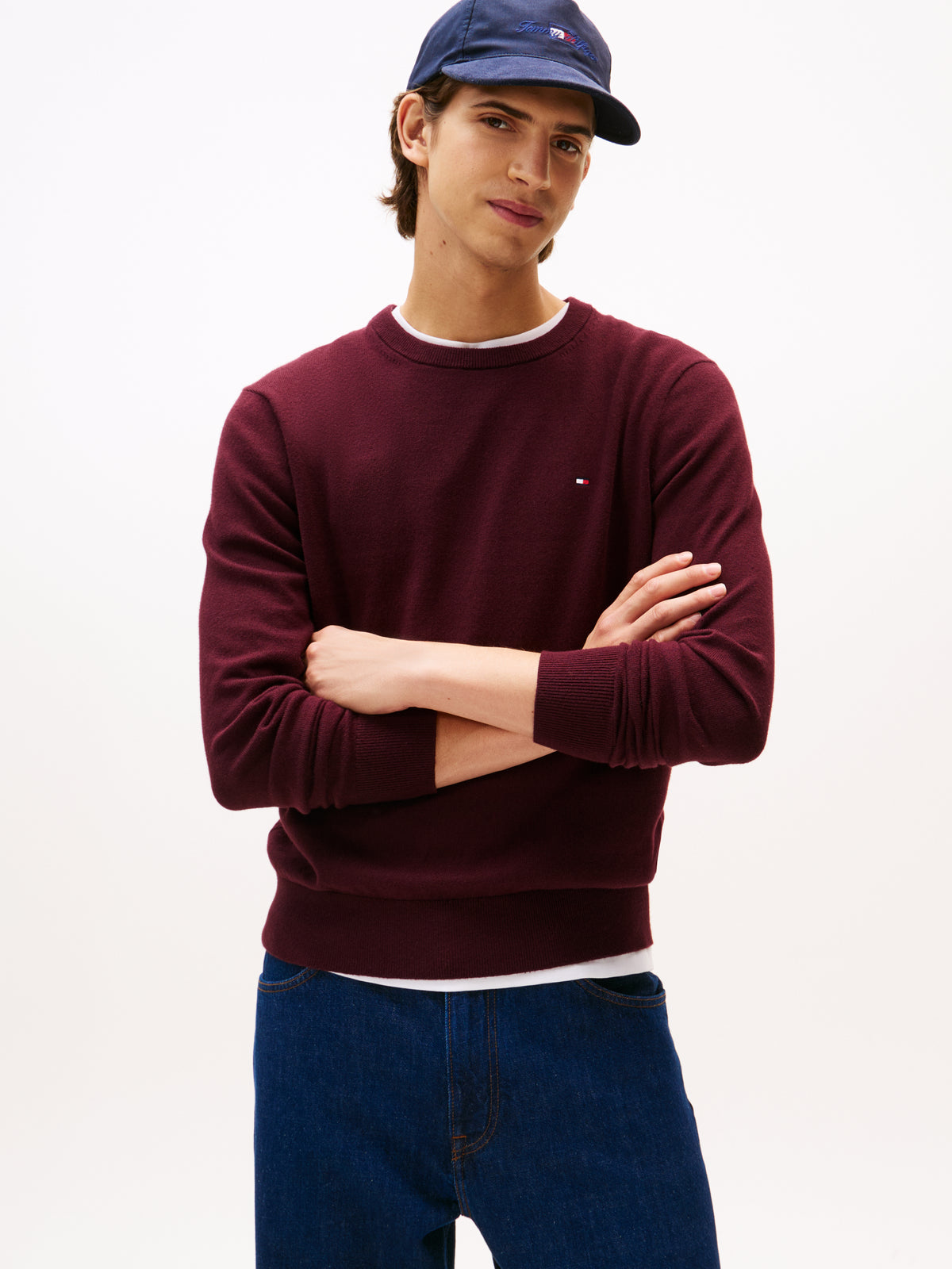Tommy Hilfiger Crew Neck Knit with Cashmere - Burgundy