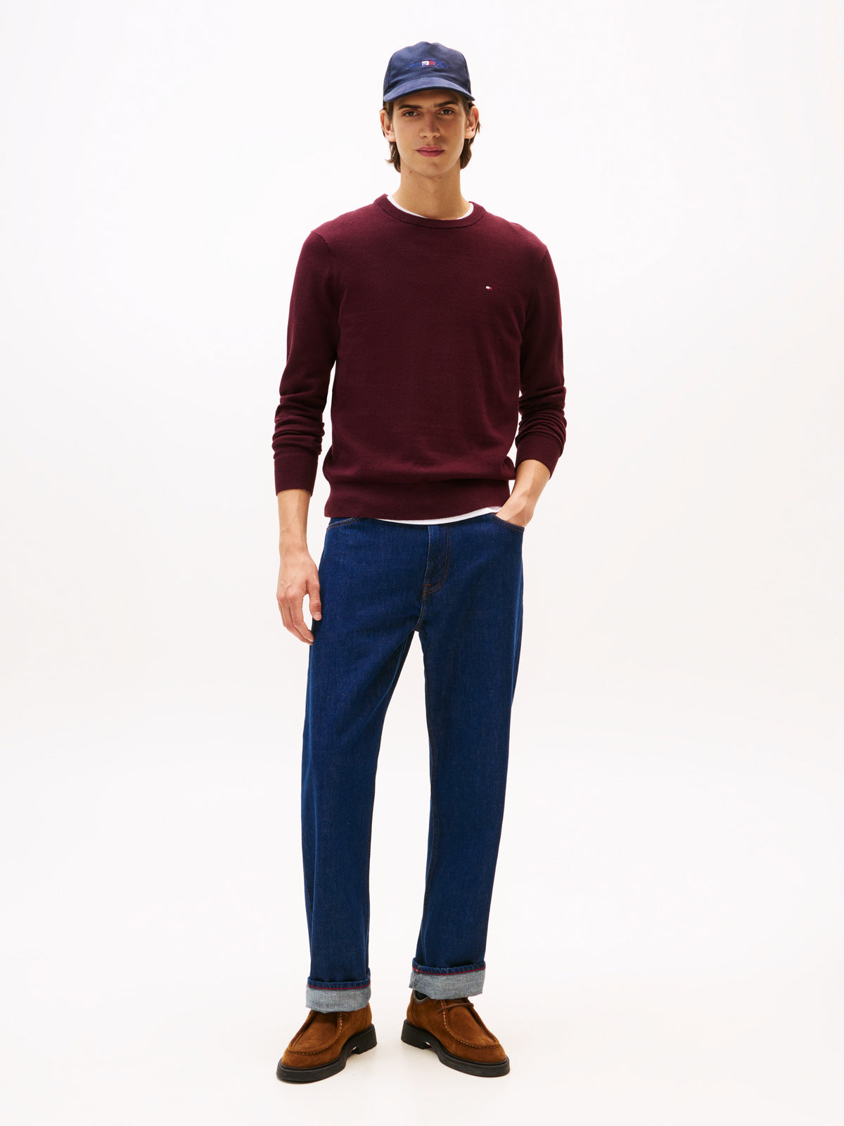 Tommy Hilfiger Crew Neck Knit with Cashmere - Burgundy
