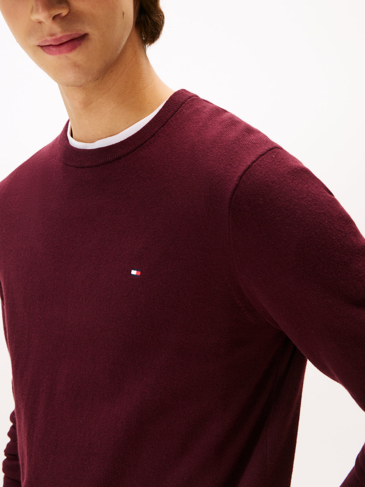 Tommy Hilfiger Crew Neck Knit with Cashmere - Burgundy