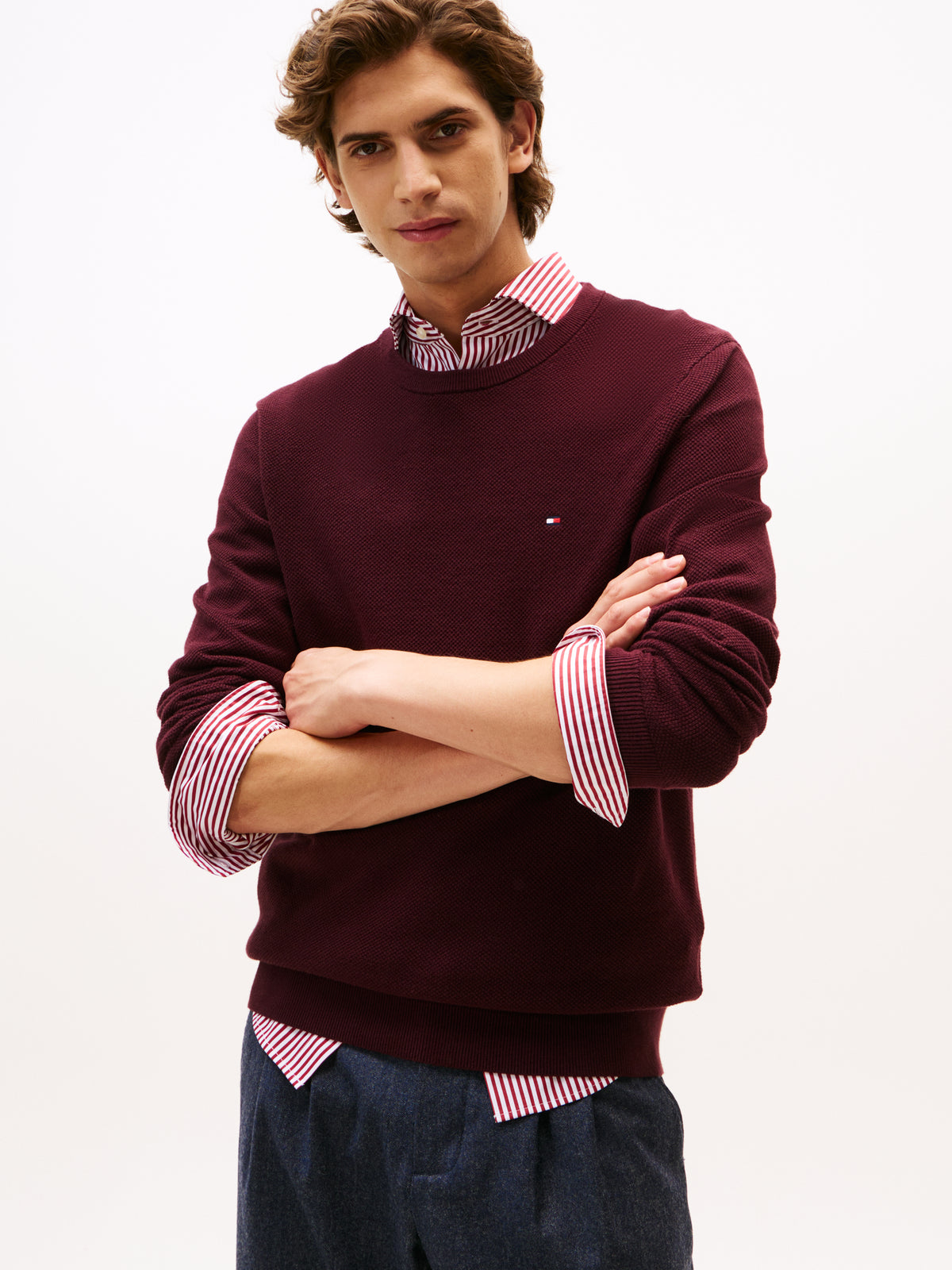 Tommy Hilfiger Essential Structure Crew Knit - Burgundy