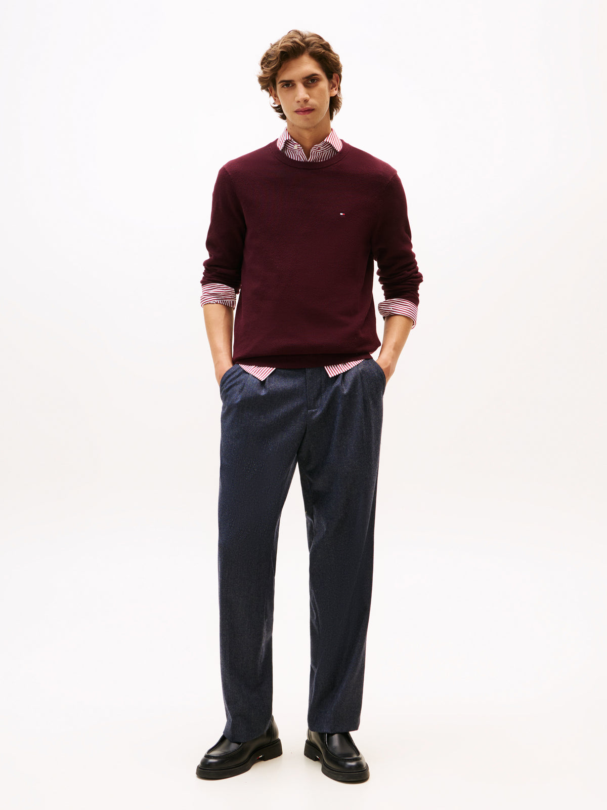 Tommy Hilfiger Essential Structure Crew Knit - Burgundy