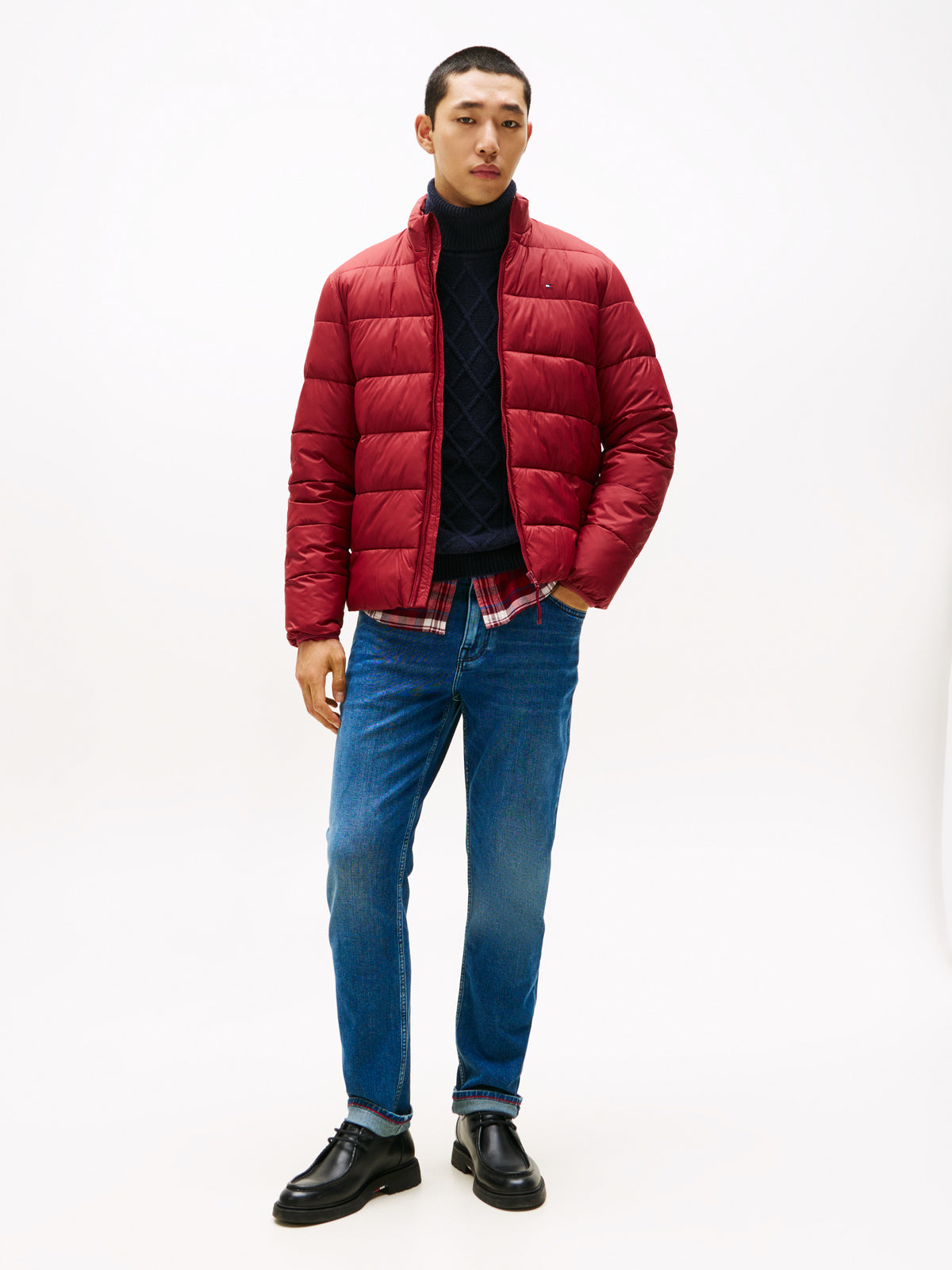 Tommy Hilfiger Mid Weight Stand Collar Quilted Jkt - Red
