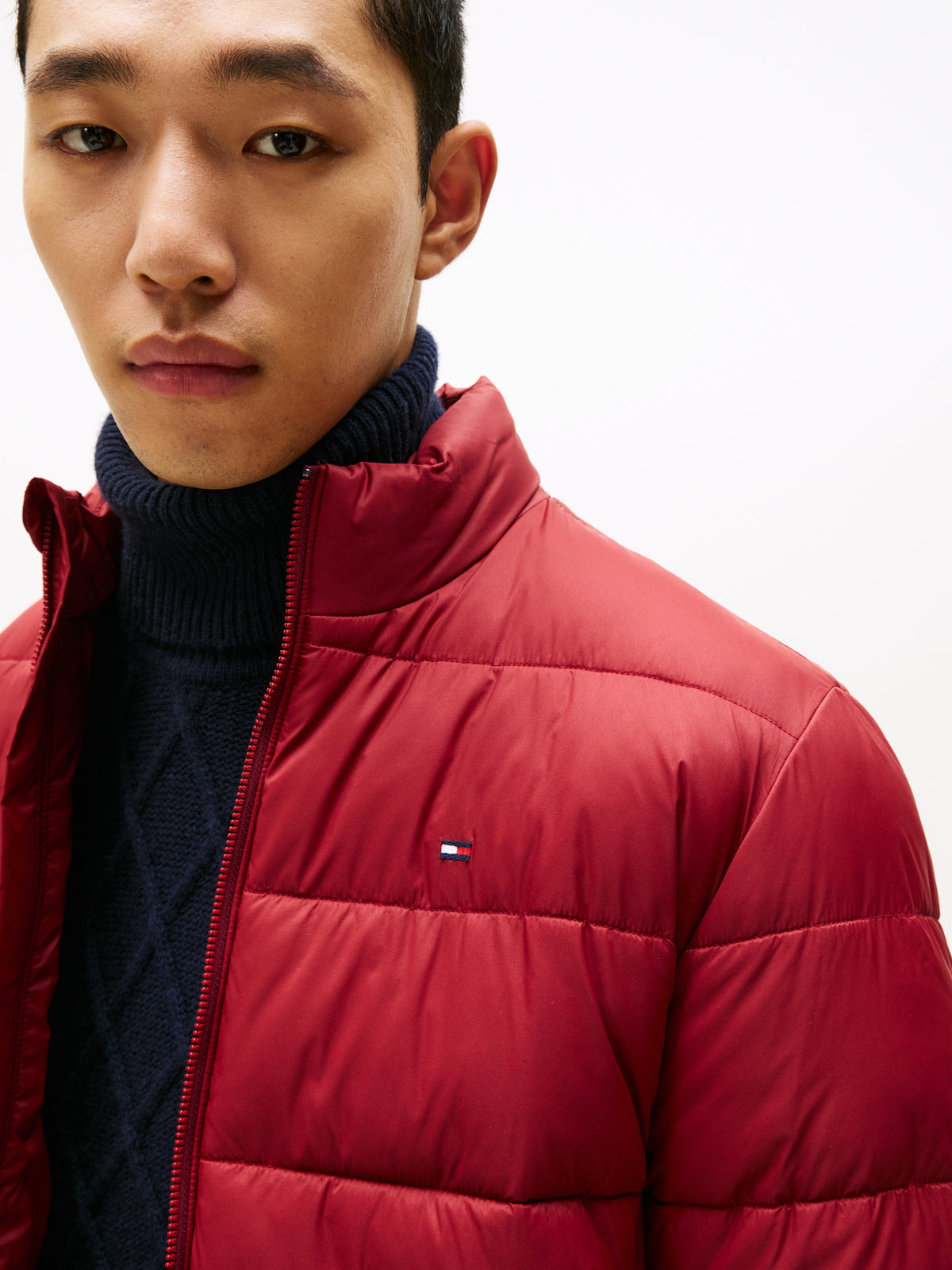 Tommy Hilfiger Mid Weight Stand Collar Quilted Jkt - Red