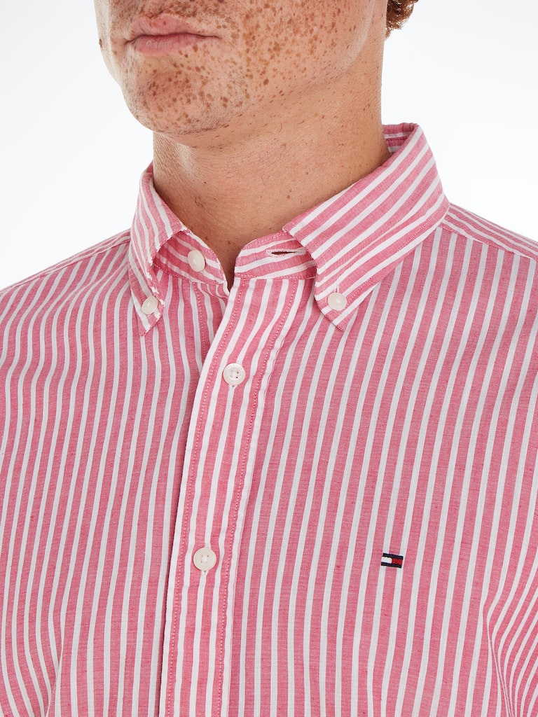 Tommy Hilfiger Stripe Regular Fit Short Sleeve Shirt - Pink