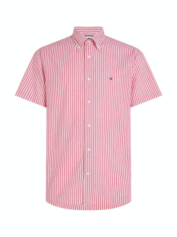 Tommy Hilfiger Stripe Regular Fit Short Sleeve Shirt - Pink