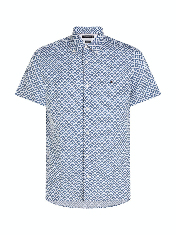 Tommy Hilfiger Geo Pattern Short Sleeve Shirt - Blue