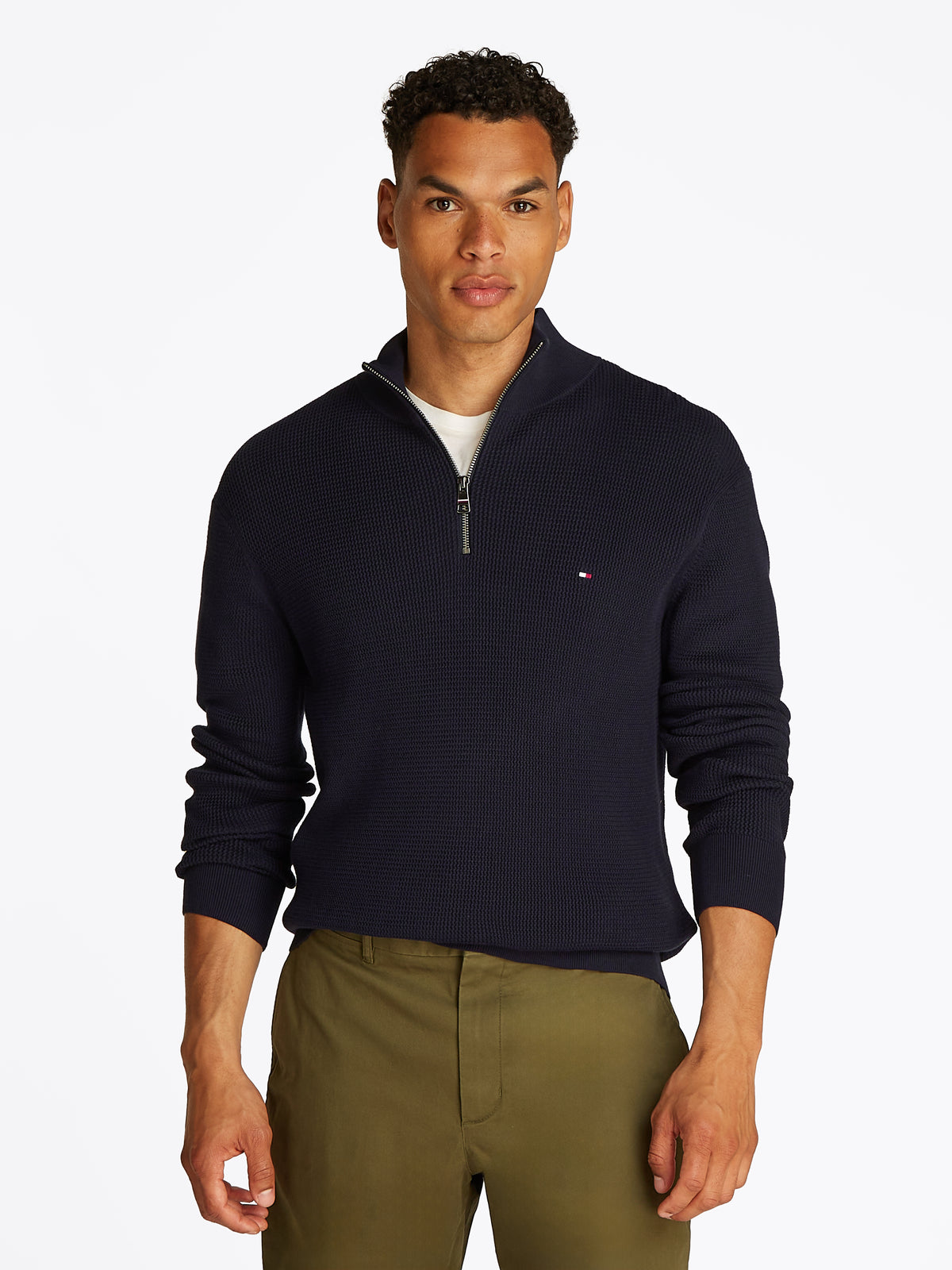 Tommy Hilfiger Textured Quarter-Zip Jumper - Navy
