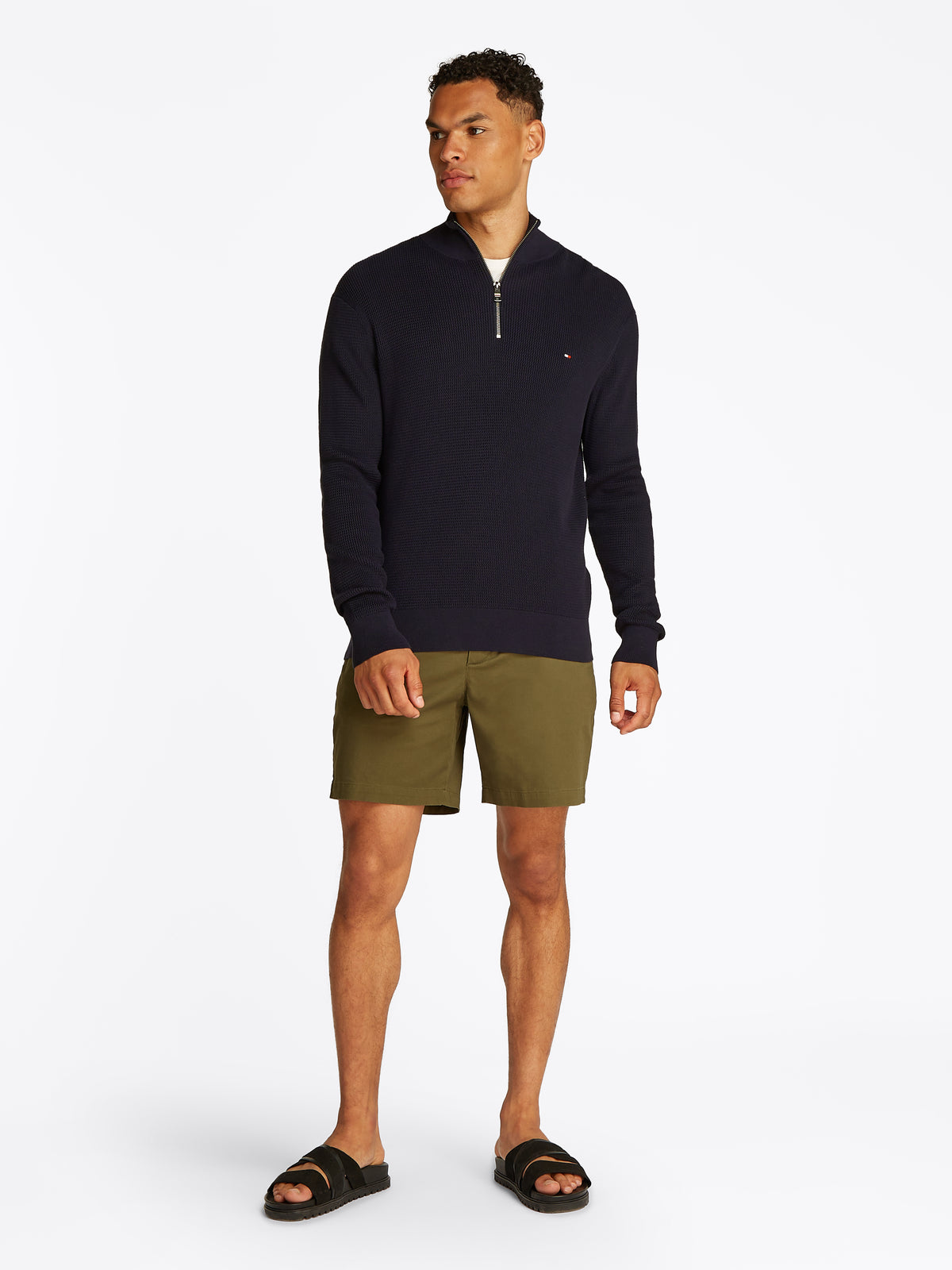 Tommy Hilfiger Textured Quarter-Zip Jumper - Navy