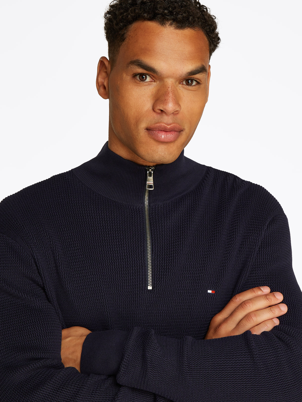 Tommy Hilfiger Textured Quarter-Zip Jumper - Navy