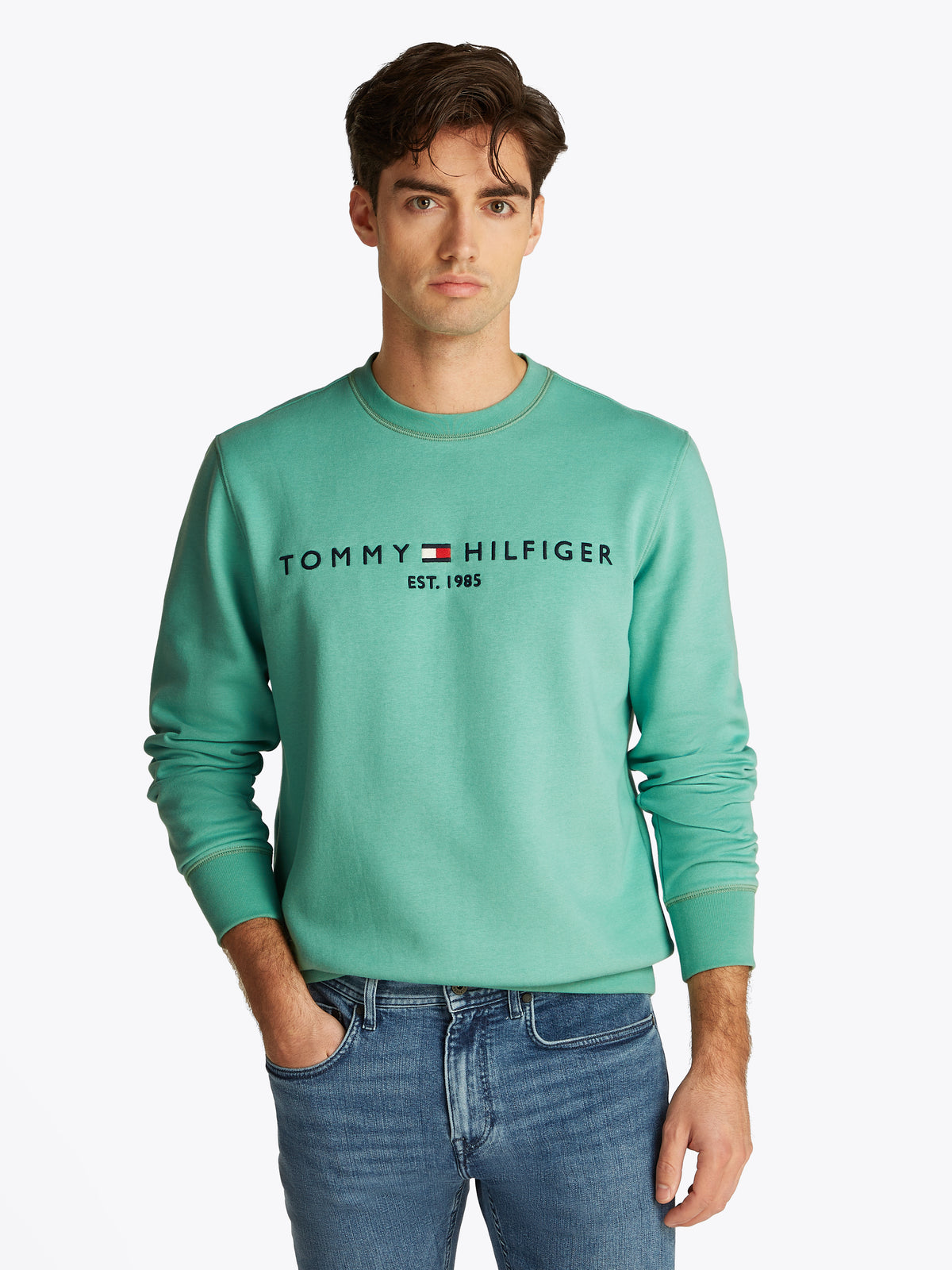 Tommy Hilfiger Logo Crew Neck Sweatshirt - Green