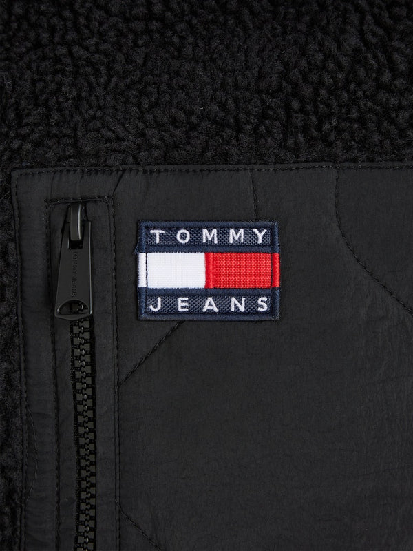 Tommy Jeans Sherpa Relaxed Padded Vest - Black