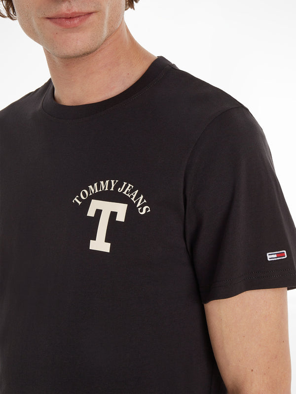 Tommy Jeans Curved Letterman T-Shirt - Black