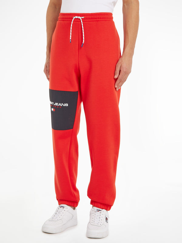 Tommy Jeans ColourBlock Mixed Fabric Sweatpants - Red