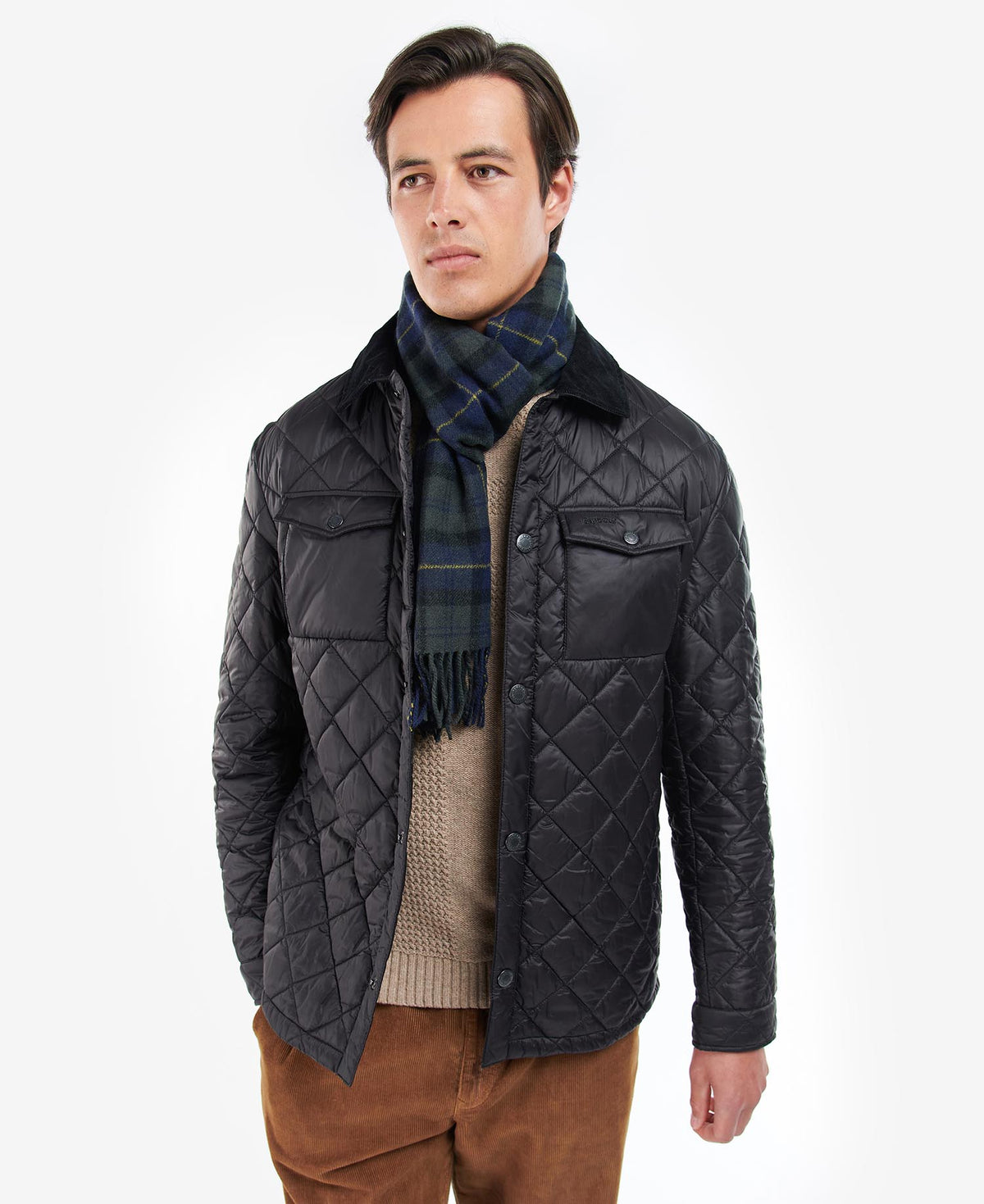 Barbour Tartan Lambswool Scarf - Olive Green