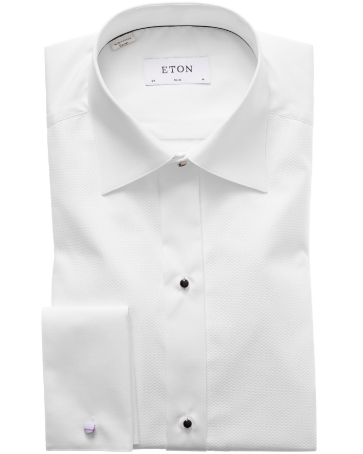 Eton Piqué Slim Fit Tuxedo Shirt - White