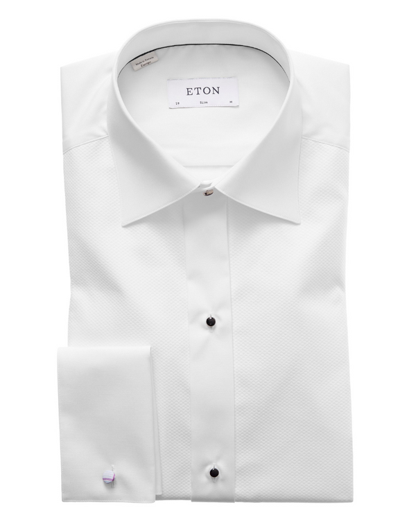 Eton Piqué Slim Fit Tuxedo Shirt - White