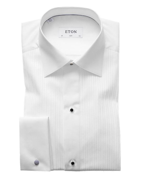Eton Plissé Slim Fit Tuxedo Shirt - White