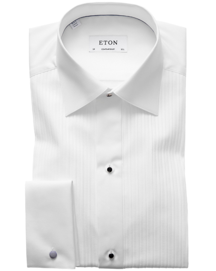 Eton Plissé Contemporary Fit Tuxedo Shirt - White