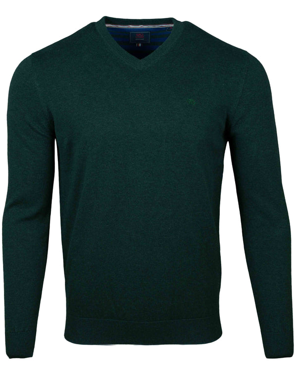 Andre 'Valencia' V-Neck Jumper - Forest Green