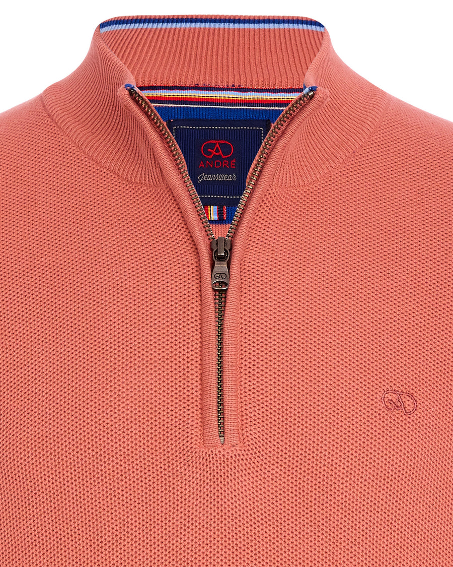 Andre Venice Quarter Zip Knit - Mango