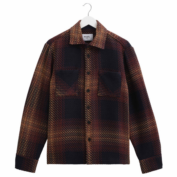 Wax London Whiting Overshirt - Ombre Giant Windpipe Navy/Caramel