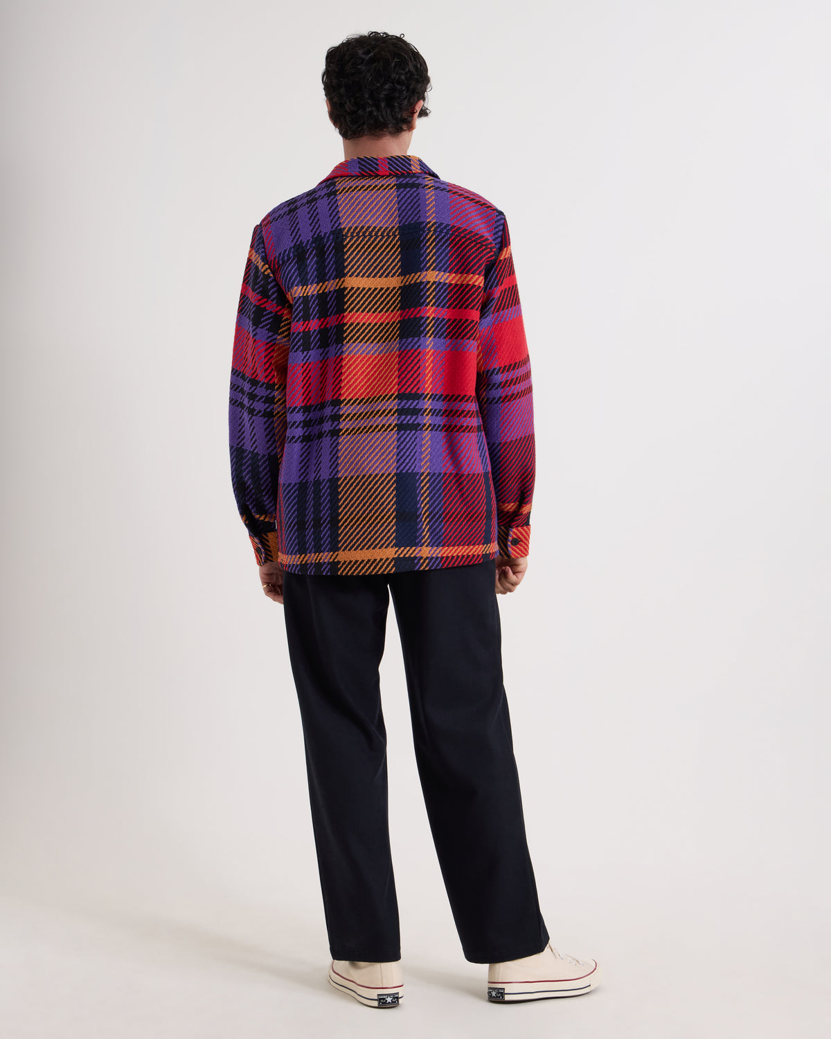 Wax London Whiting Overshirt Bold Check - Purple/Red