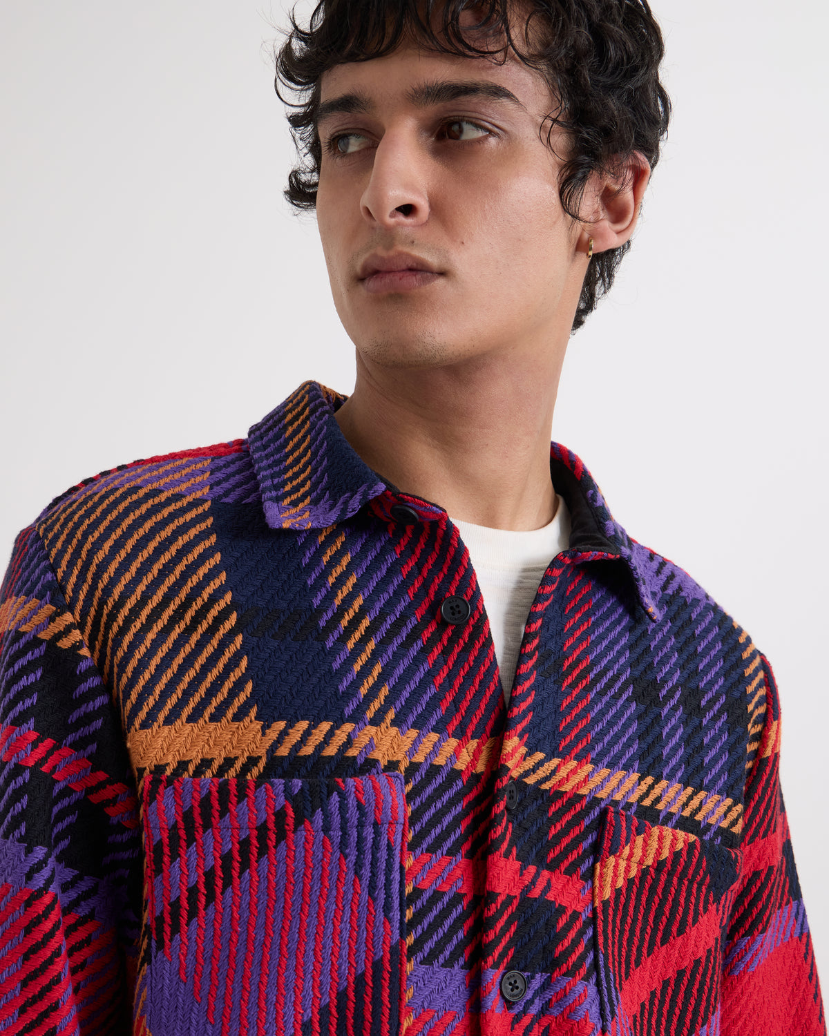 Wax London Whiting Overshirt Bold Check - Purple/Red