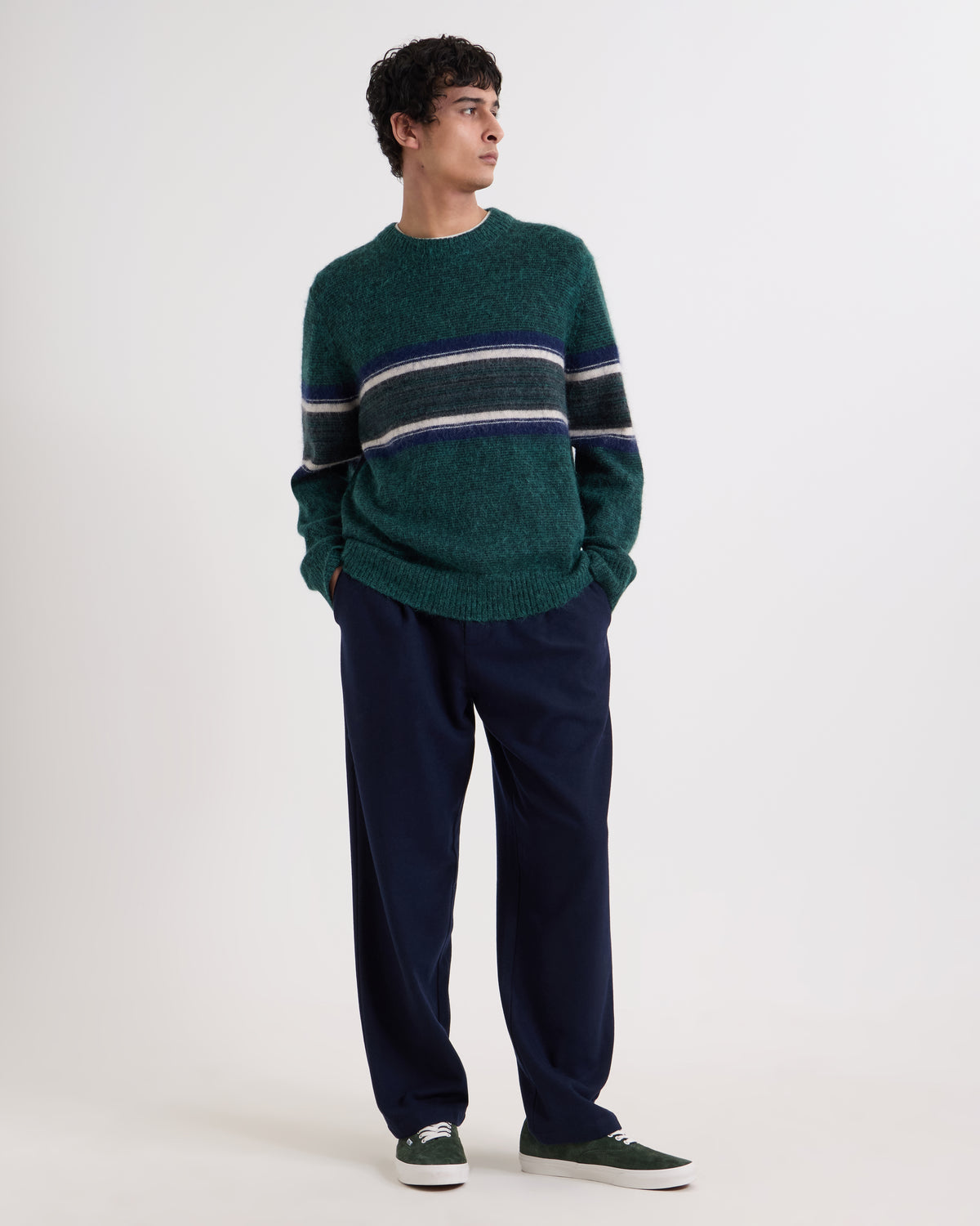 Wax London Wilde Crew Brush Preppy Stripe - Green