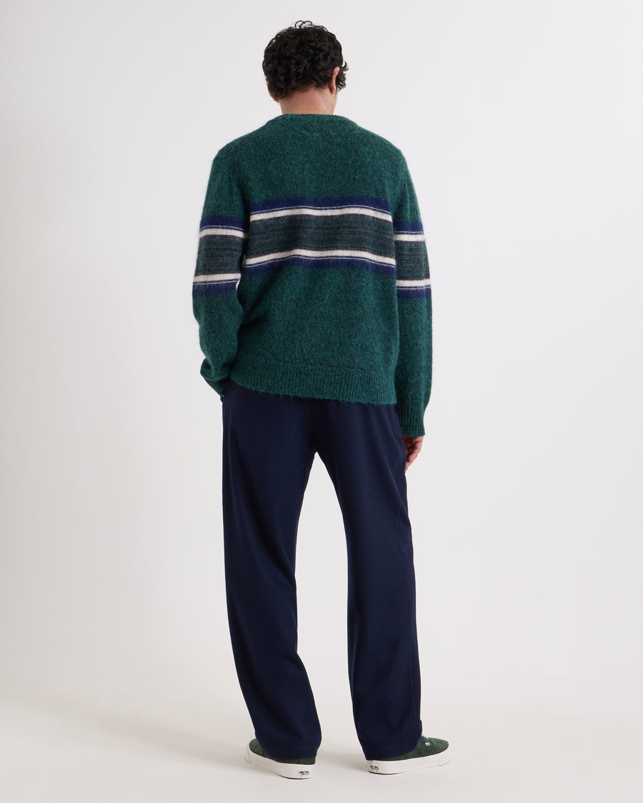 Wax London Wilde Brushed Stripe Crew-Neck Jumper - Dark Green