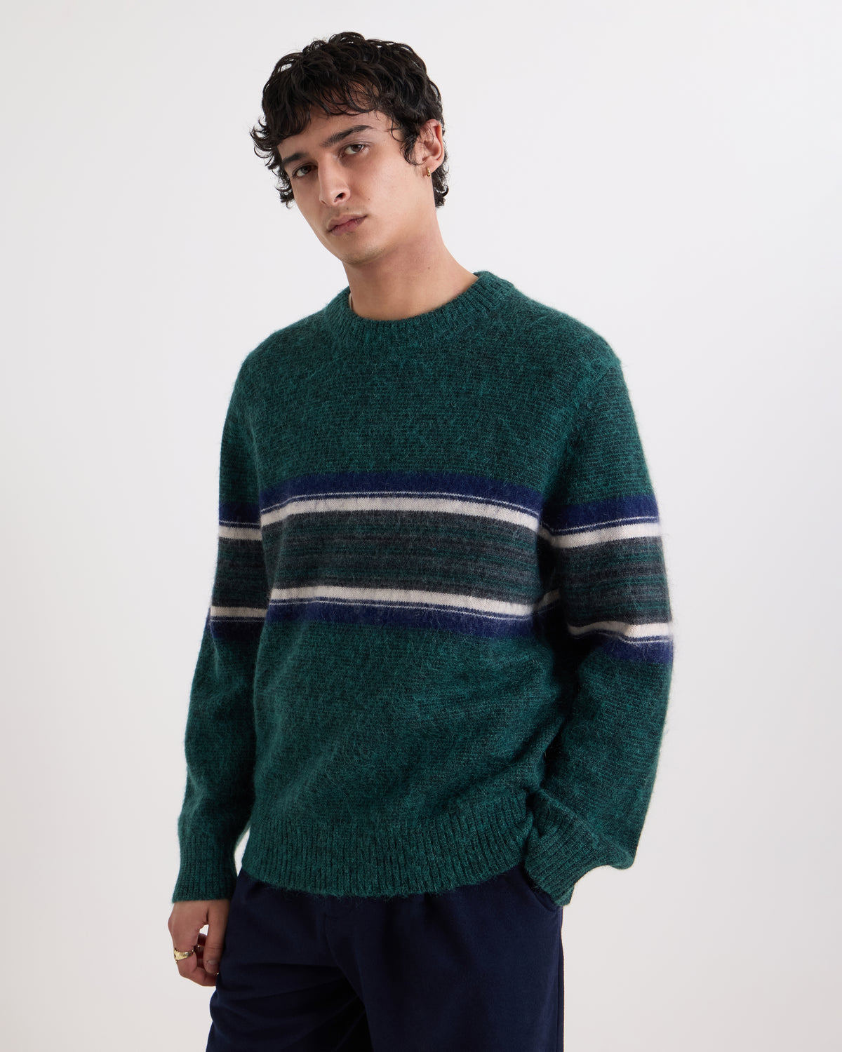 Wax London Wilde Crew Brush Preppy Stripe - Green