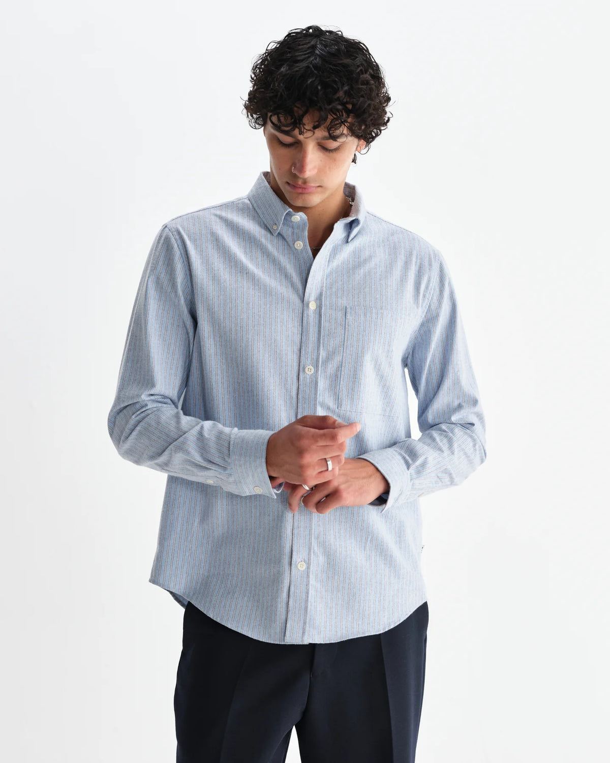 Wax London Abingdon Shirt Prep Stripe - Blue