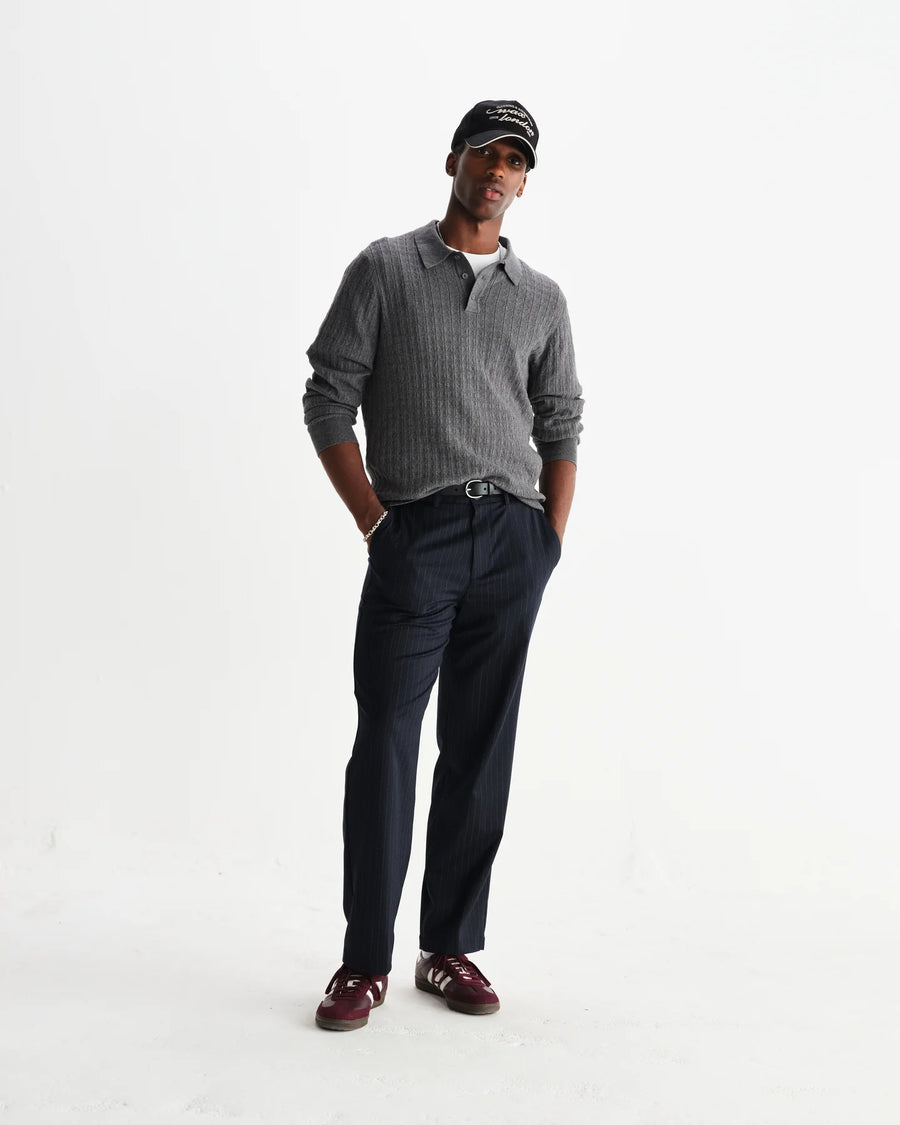 Wax London Bayham Wool-Blend Pinstripe Trousers - Navy