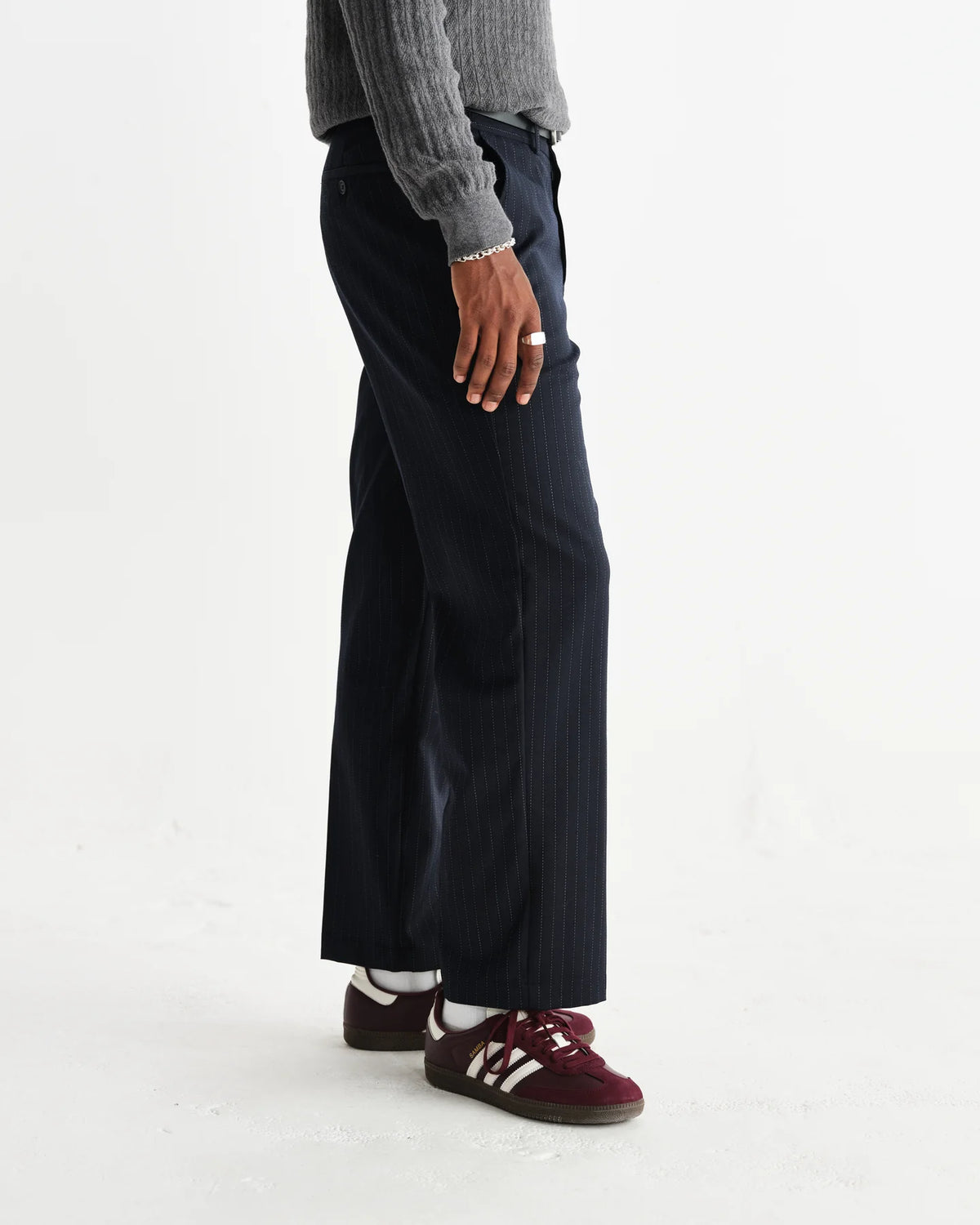 Wax London Bayham Trouser Wool Blend Pinstripe - Navy