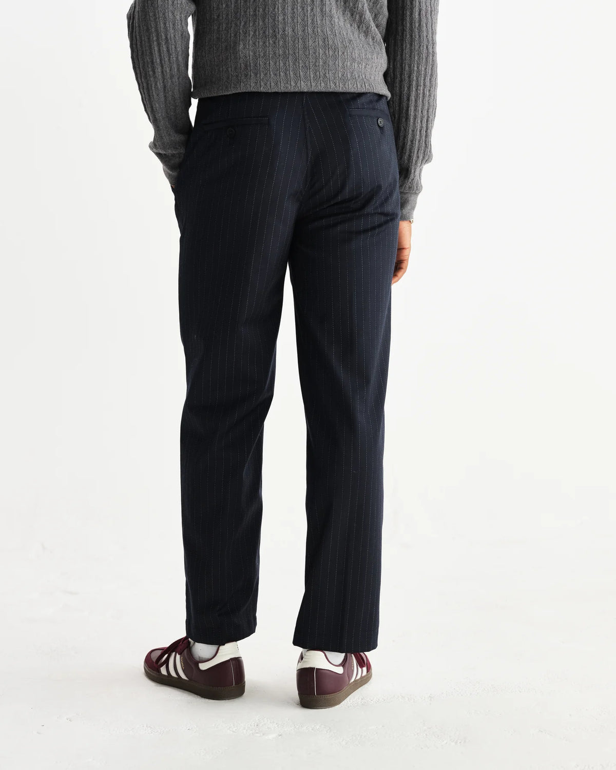 Wax London Bayham Trouser Wool Blend Pinstripe - Navy