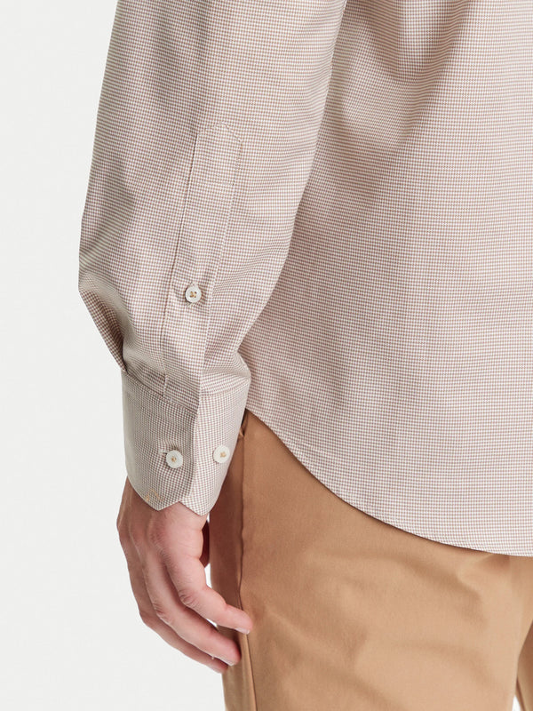 Boss Regular-fit shirt in easy-iron pepita stretch cotton  -Beige