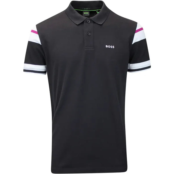 Boss Slim-fit polo shirt in cotton with block stripes - Black