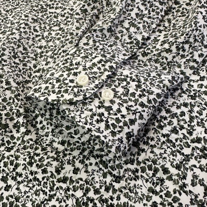 Boss Slim-fit shirt in floral-print stretch-cotton poplin - Green