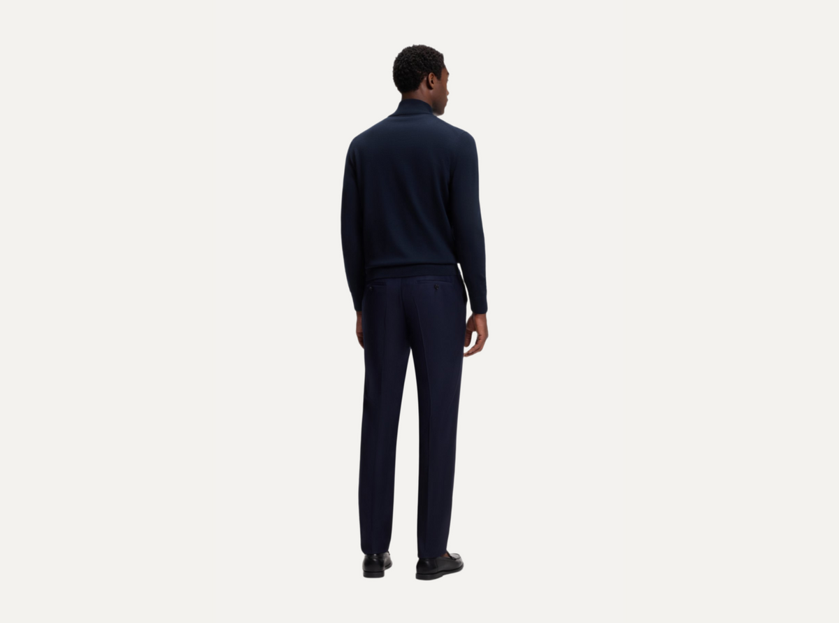 Boss Black H-Ebenji Merino Zip Neck Sweater - Blue