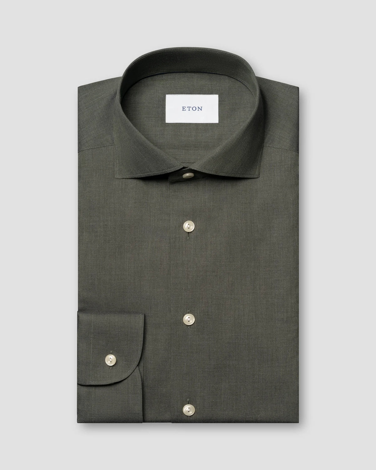 Eton Solid Signature Flannel Shirt - Green